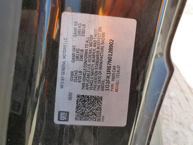 1G1FK1R67N0128902 - 2022 CHEVROLET CAMARO ZL1 石墨色 照片 12