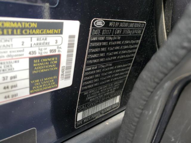 SALGV2FE8HA364003 - 2017 LAND ROVER RANGE ROVE AUTOBIOGRAPHY BLUE photo 12