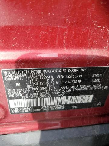 2T3A1RFV5LC072676 - 2020 TOYOTA RAV4 XLE PREMIUM RED photo 13