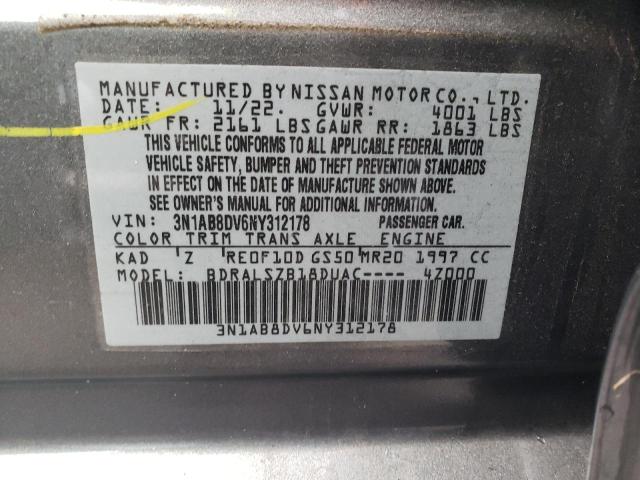 3N1AB8DV6NY312178 - 2022 NISSAN SENTRA SR GRAY photo 12