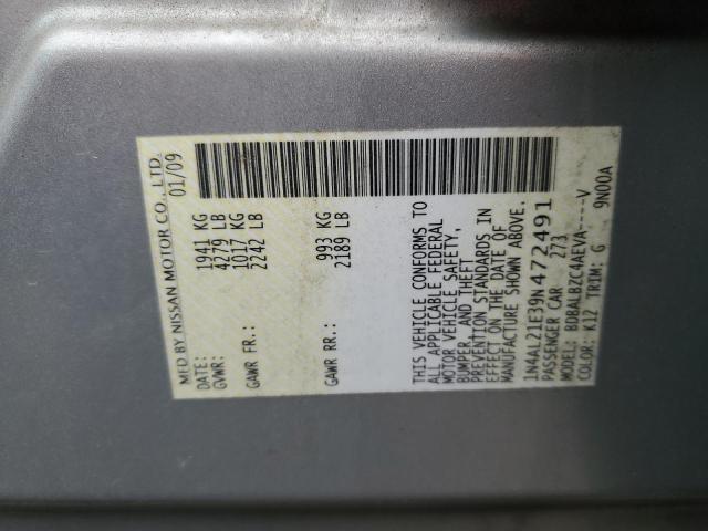 1N4AL21E39N472491 - 2009 NISSAN ALTIMA 2.5 SILVER photo 13