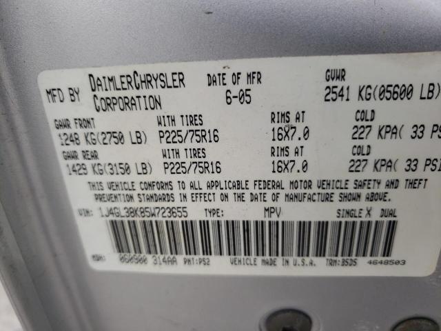 1J4GL38K85W723655 - 2005 JEEP LIBERTY RENEGADE 银色 照片 13