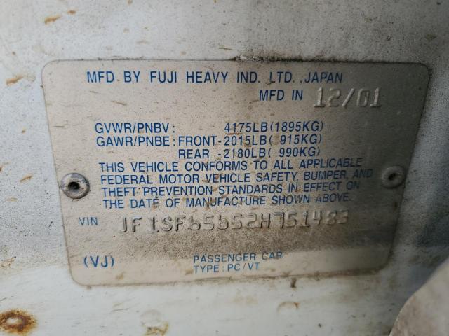 JF1SF65652H751483 - 2002 SUBARU FORESTER S WHITE photo 12