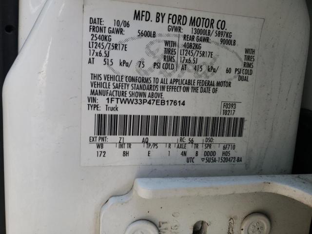 1FTWW33P47EB17614 - 2007 FORD F350 SUPER DUTY WHITE photo 13