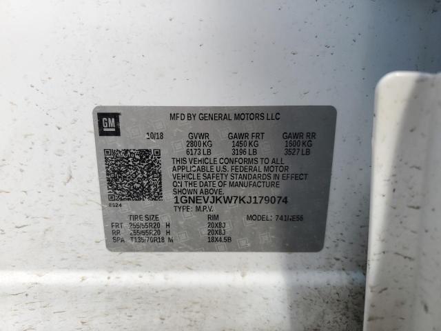 1GNEVJKW7KJ179074 - 2019 CHEVROLET TRAVERSE HIGH COUNTRY WHITE photo 14