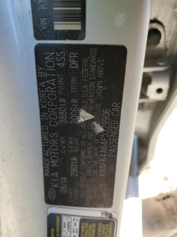 KNAFK4A64F5329906 - 2015 KIA FORTE LX SILVER photo 12