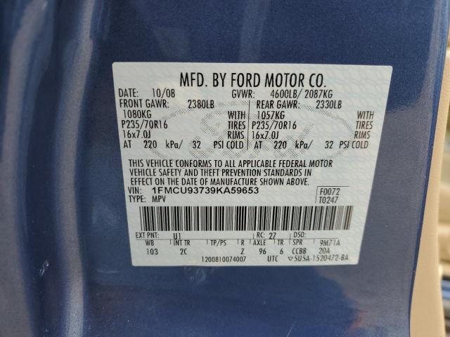 1FMCU93739KA59653 - 2009 FORD ESCAPE XLT BLUE photo 12