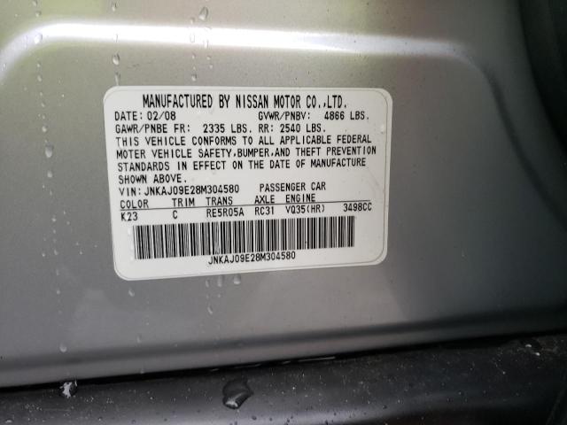 JNKAJ09E28M304580 - 2008 INFINITI EX35 BASE ვერცხლისფერი ფოტო 12