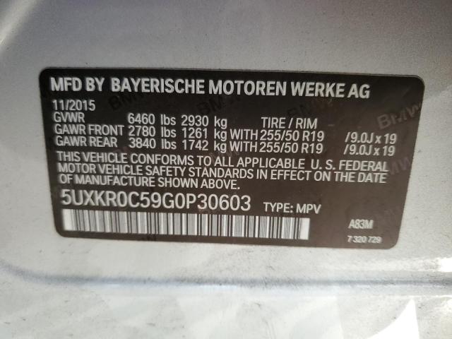 5UXKR0C59G0P30603 - 2016 BMW X5 XDRIVE35I SILVER photo 13