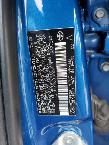 JTDKDTB38D1039117 - 2013 TOYOTA PRIUS C BLUE photo 12