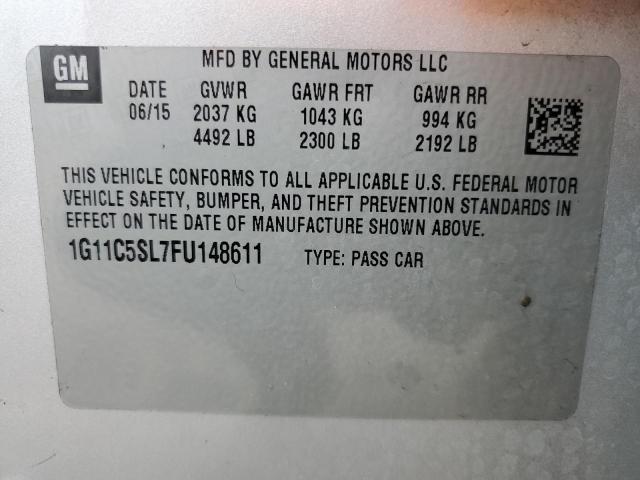 1G11C5SL7FU148611 - 2015 CHEVROLET MALIBU 1LT SILVER photo 13