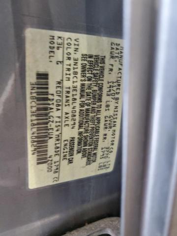 3N1BC13E18L408294 - 2008 NISSAN VERSA S GRAY photo 12