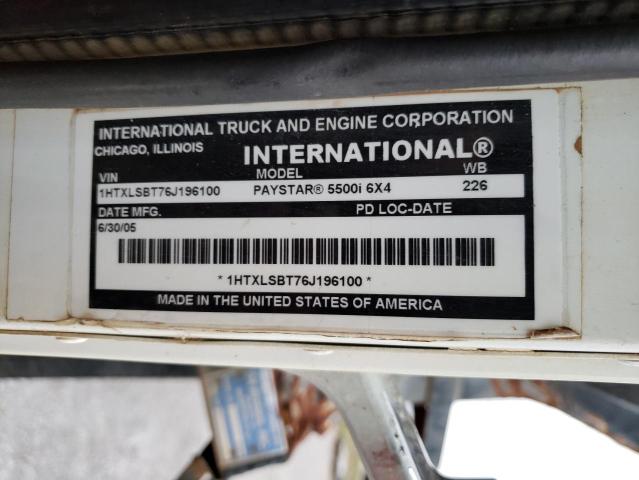 1HTXLSBT76J196100 - 2006 INTERNATIONAL 5500 5500I WHITE photo 10