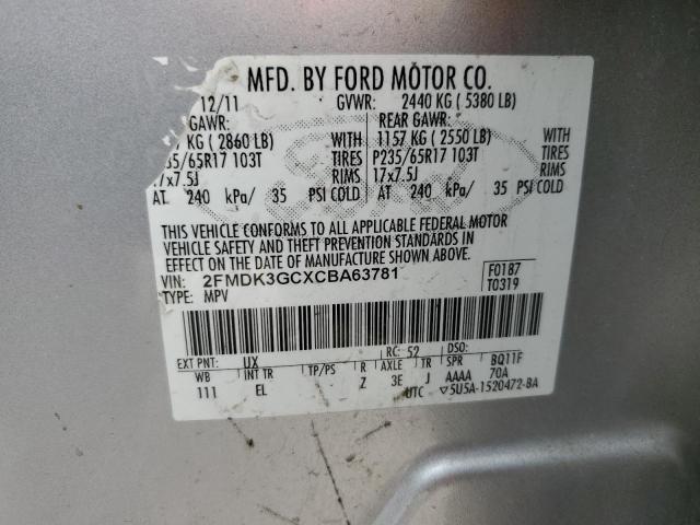 2FMDK3GCXCBA63781 - 2012 FORD EDGE SE SILVER photo 14