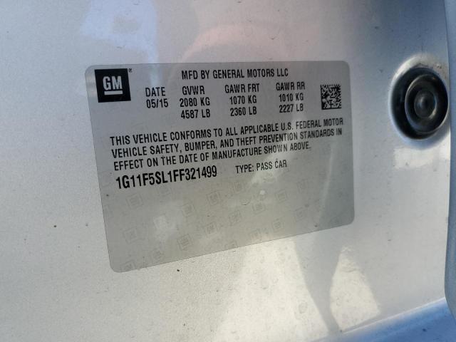 1G11F5SL1FF321499 - 2015 CHEVROLET MALIBU LTZ ვერცხლისფერი ფოტო 12