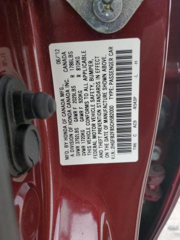 2HGFB2F85CH582000 - 2012 HONDA CIVIC EX BURGUNDY photo 12