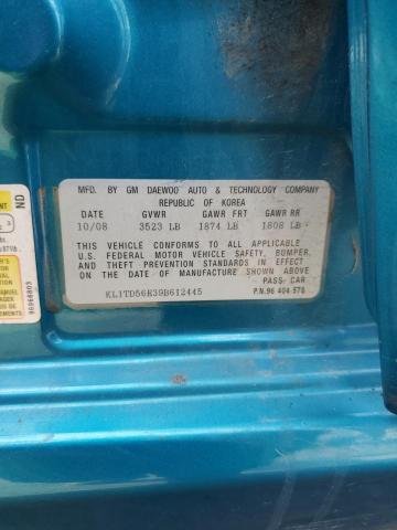 KL1TD56E39B612445 - 2009 CHEVROLET AVEO LS 蓝色 照片 12