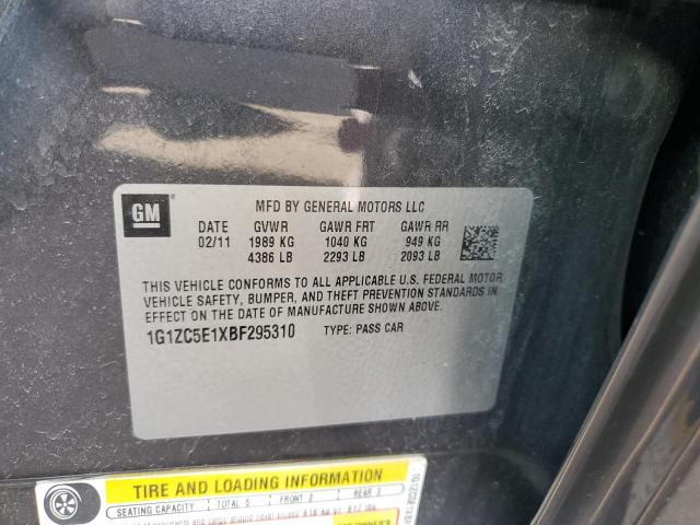 1G1ZC5E1XBF295310 - 2011 CHEVROLET MALIBU 1LT 灰色 照片 12