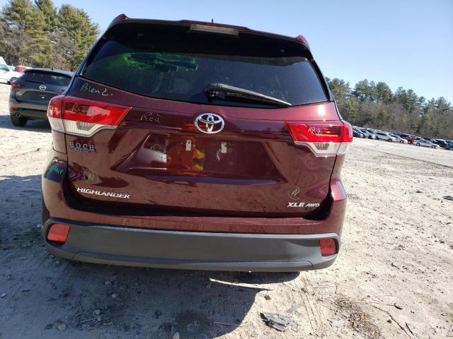 5TDJZRFH5KS948289 - 2019 TOYOTA HIGHLANDER SE BURGUNDY photo 6