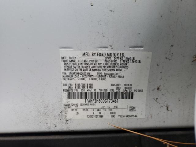 1FAHP2H80DG173461 - 2013 FORD TAURUS SEL WHITE photo 12