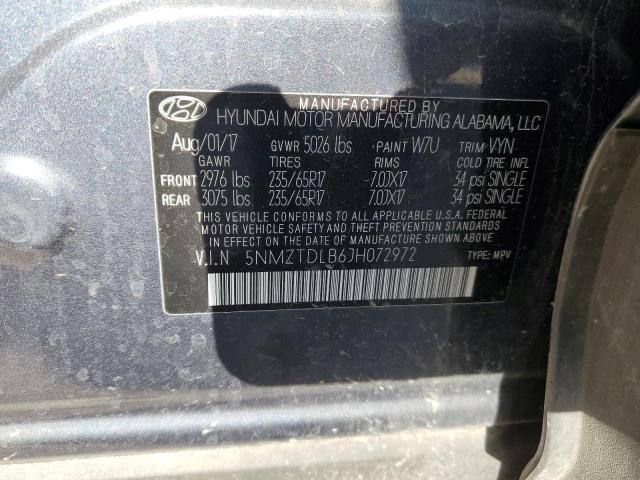 5NMZTDLB6JH072972 - 2018 HYUNDAI SANTA FE S CHARCOAL photo 12