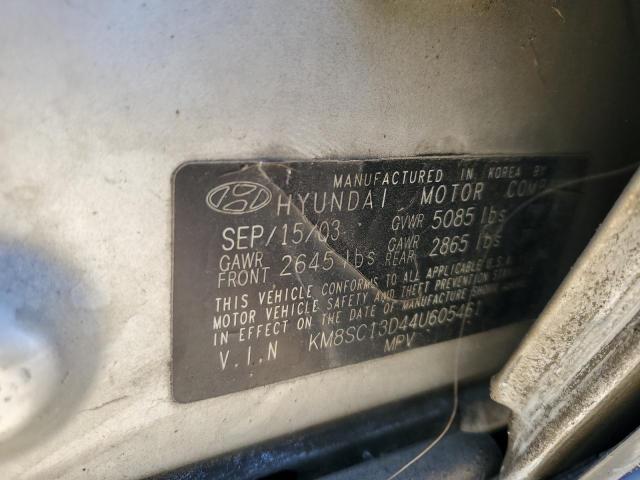 KM8SC13D44U605461 - 2004 HYUNDAI SANTA FE GLS GRAY photo 12