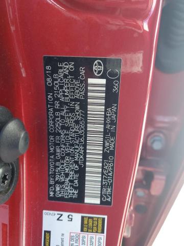 JTDKARFU6J3065777 - 2018 TOYOTA PRIUS RED photo 12