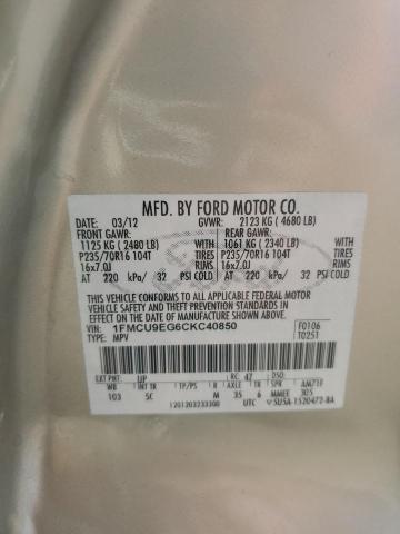 1FMCU9EG6CKC40850 - 2012 FORD ESCAPE LIMITED GOLD photo 13