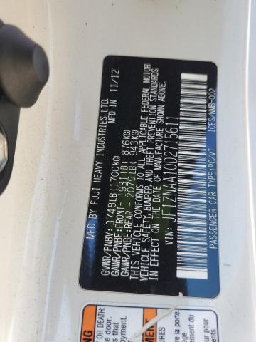 JF1ZNAA10D2715611 - 2013 TOYOTA SCION FR-S WHITE photo 12