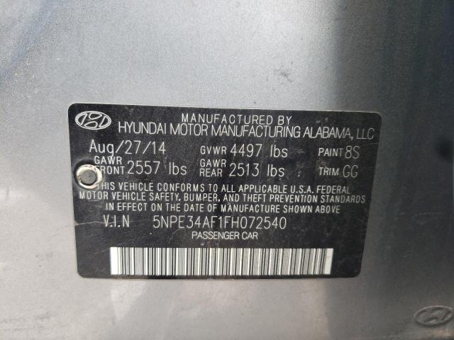 5NPE34AF1FH072540 - 2015 HYUNDAI SONATA SPORT SILVER photo 12