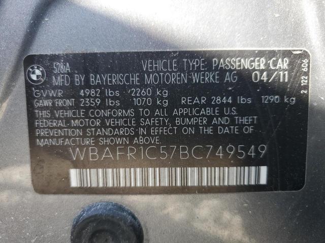WBAFR1C57BC749549 - 2011 BMW 528 I Grafito foto 12