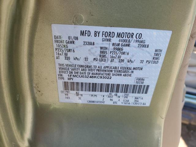 1FMCU03Z48KC93022 - 2008 FORD ESCAPE XLT GREEN photo 13