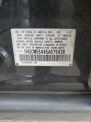 1HGCM55445A075426 - 2005 HONDA ACCORD LX BLACK photo 12