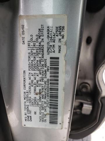 JTEZT14R830004486 - 2003 TOYOTA 4RUNNER SR5 SILVER photo 12