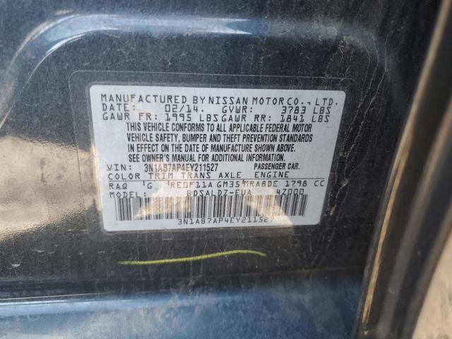 3N1AB7AP4EY211527 - 2014 NISSAN SENTRA S GRAY photo 12