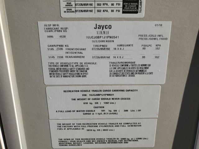 1UJCJ0BP1J1PN0541 - 2018 JAYCO EAGLE BEIGE photo 10