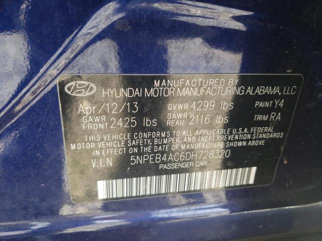 5NPEB4AC6DH728320 - 2013 HYUNDAI SONATA GLS BLUE photo 12