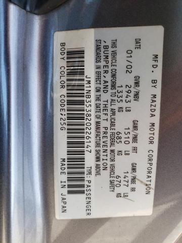 JM1NB353820226147 - 2002 MAZDA MX-5 MIATA BASE GRAY photo 12