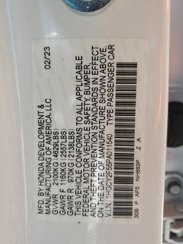 1HGCY2F55PA011540 - 2023 HONDA ACCORD HYBRID SPORT WHITE photo 12