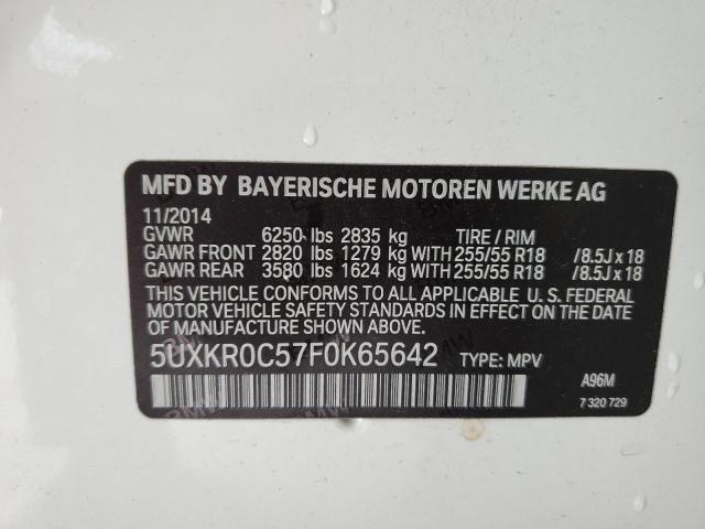 5UXKR0C57F0K65642 - 2015 BMW X5 XDRIVE35I WHITE photo 13