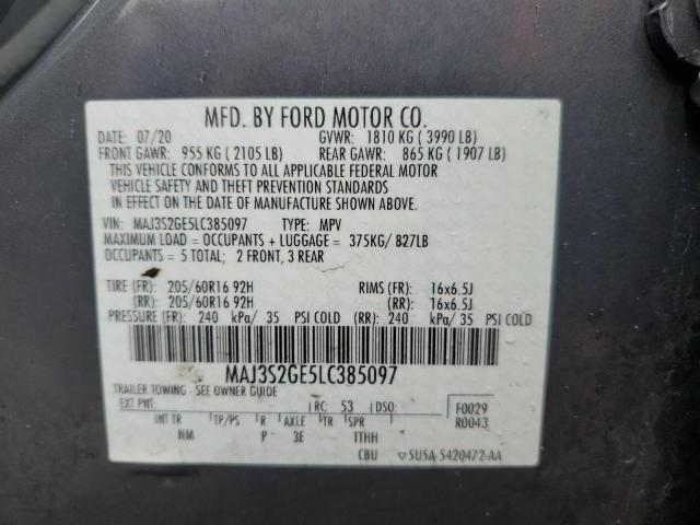 MAJ3S2GE5LC385097 - 2020 FORD ECOSPORT SE GRAY photo 14