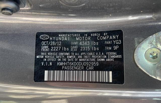 KMHHT6KD0DU092959 - 2013 HYUNDAI GENESIS CO GRAY photo 10