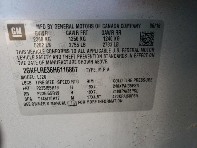 2GKFLRE36H6116867 - 2017 GMC TERRAIN DENALI SILVER photo 13