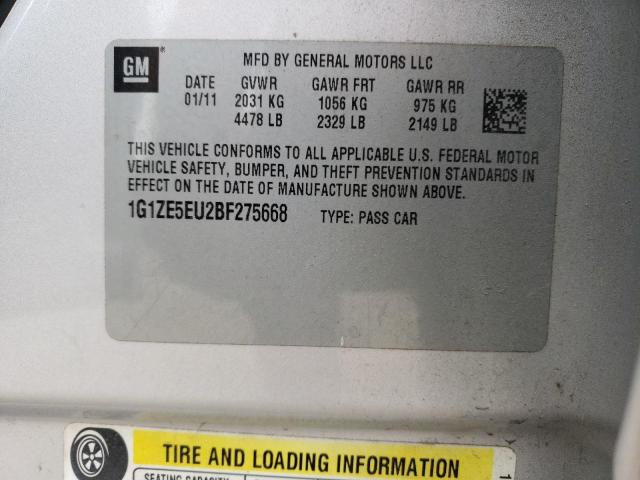 1G1ZE5EU2BF275668 - 2011 CHEVROLET MALIBU LTZ ვერცხლისფერი ფოტო 13