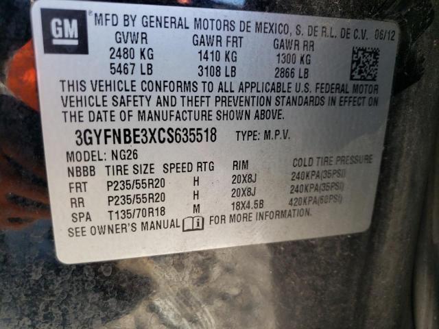 3GYFNBE3XCS635518 - 2012 CADILLAC SRX PERFORMANCE COLLECTION Қара фото 12