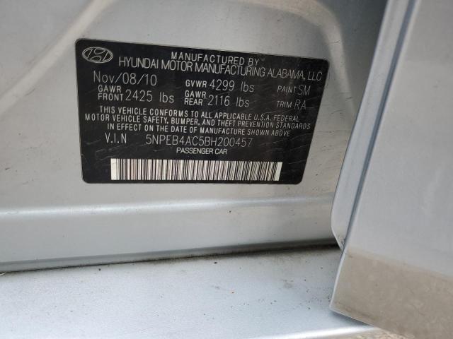 5NPEB4AC5BH200457 - 2011 HYUNDAI SONATA GLS SILVER photo 12