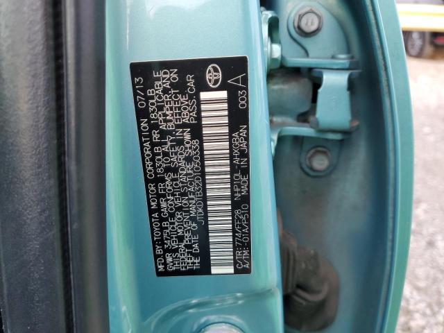 JTDKDTB32D1050338 - 2013 TOYOTA PRIUS C TURQUOISE photo 12