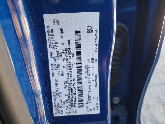 1FTER4EH8LLA75839 - 2020 FORD RANGER XL BLUE photo 12