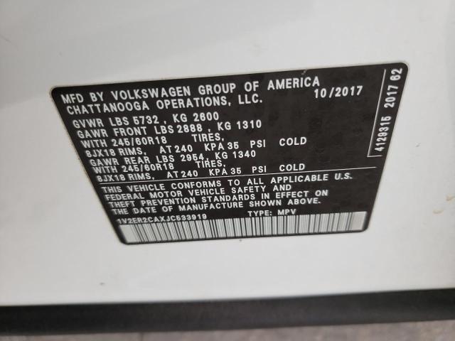 1V2ER2CAXJC533919 - 2018 VOLKSWAGEN ATLAS SEL BLACK photo 13