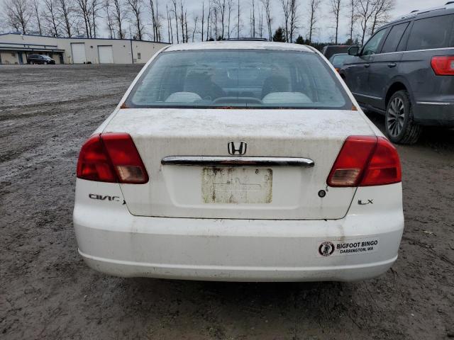 1HGES16501L044221 - 2001 HONDA CIVIC LX WHITE photo 6